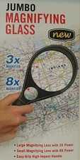 Handheld Two Lens Reading Magnifying Glass Glasses 3X  8X Circular 3.3"  1"