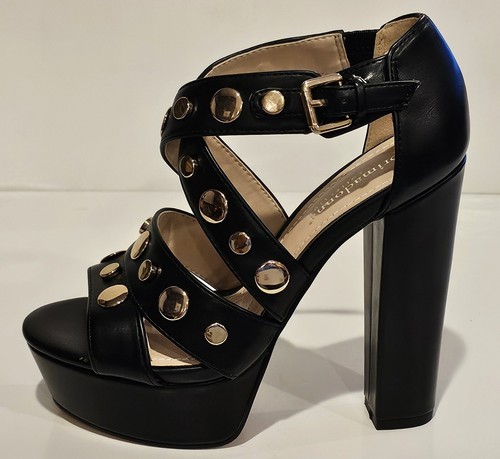 NIB PRIMADONNA COLLECTION WOMEN'S EURO SIZE 38 PLATFORM BLACK 84156 GOLD ACCENTS - Picture 3 of 13