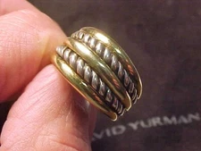 Estate David Yurman 18 K Gold / Sterling Silver Wide Classic Cable Band-Sz 8