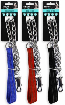 Short Metal Dog Chain Lead with Padded Handle Strong Control Leash