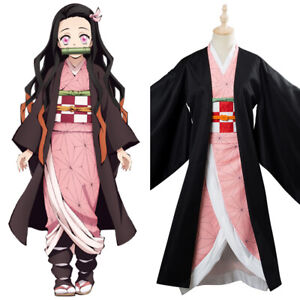 Demon Slayer Kimetsu no Yaiba Cosplay Costume Kamado Nezuko Kimono Suit Set 