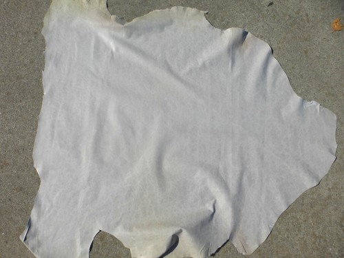 lambskin leather hide Bone White Ultra thin Antiqued semi gloss finish - Picture 3 of 6