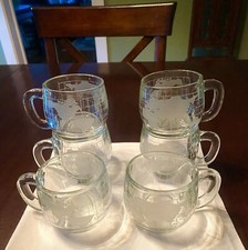 6 Vintage Nescaf&eacute; Globe Mugs. Etched glass. Coffee, tea, snacks, tea candles&hellip;.