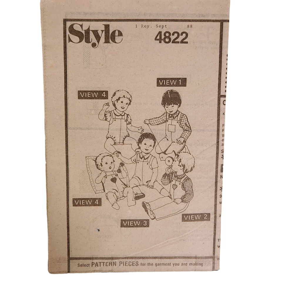 Style 4822 Size 18 months Infant Dungarees Jumper Top Uncut Vintage Pattern 1986 - Image 3 of 4