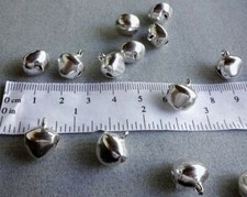 LOT 100 JINGLE BELLS ~ Bright Silver Color ~ Metal Beads Charms 10-12mm w/ Loop