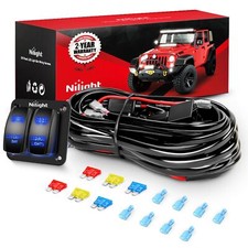 16AWG LED Light Bar Wiring Harness Kit 12V On/Off 2 Gang Rocker Switch Panel Pow