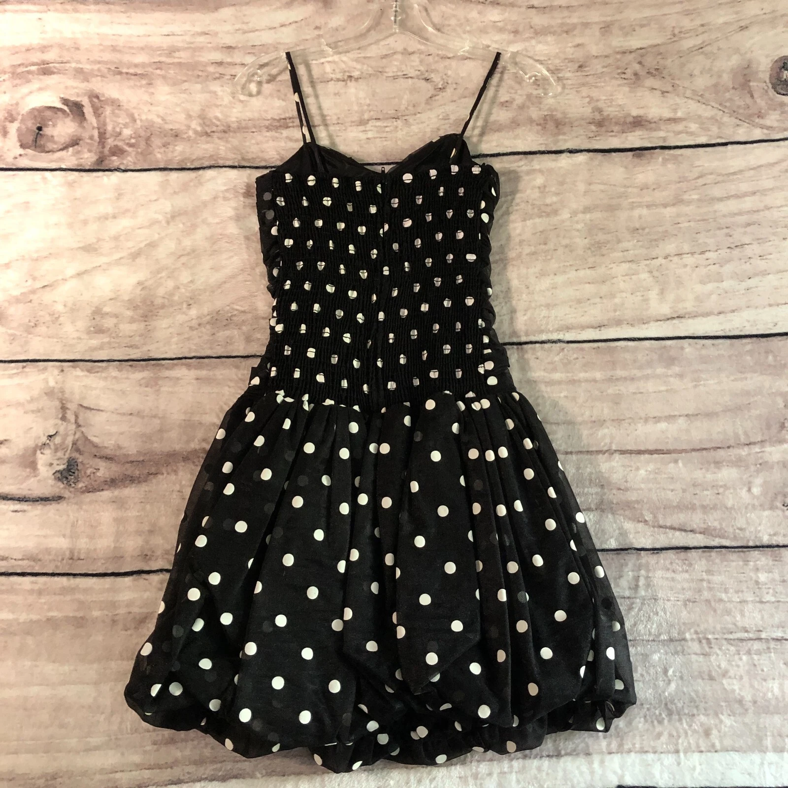 VALENTINO Mini abito vintage steppin out taglia 3 nero bianco a pois orlo a bolla affumicato anni 90