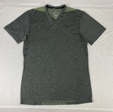 Nike Dri Fit T Shirt Mens Medium Grey Green Activewear Gym Running Sports Logo