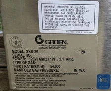 Groen SSB-3G 21 Inch Gas Convection Steamer Boilerless Stainless Steel 5400 BTU