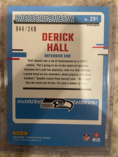 2023 Optic Rated Rookie Orange Prizm #291 Derick Hall RC /249 Seattle Seahawks - Picture 2 of 2