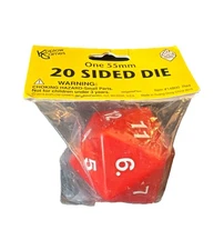 Koplow Games 55mm Red 20 Sided Die #14800 Suitable For Dungeons & Dragons