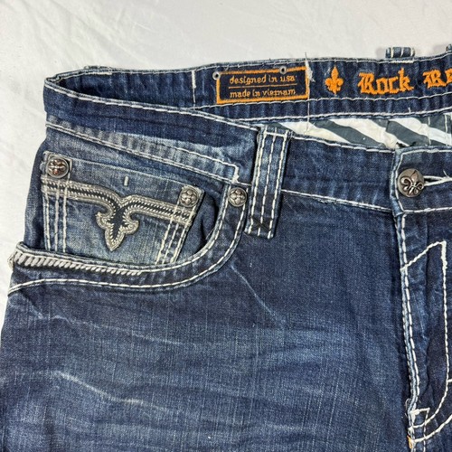 Rock Revival Jeans Remedy Denim Relaxed Straight Fit Mens Size 40x33 - Picture 3 of 12