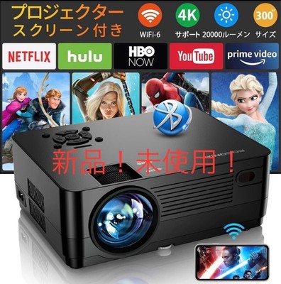 Roconia WiFi 6 1080P Projektor 20000LM mit 100 Zoll Leinwand Aufbewahrungstasche
