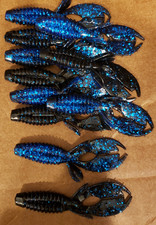 3" Yo Mama Black Blue Laminate Bulk Bass Plastics Creature Bait 50 count bag
