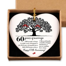 60th Anniversary Ornament for Couple Wedding Gifts 60 Years Idea Gift for Par...