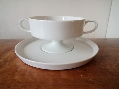 Rosenthal Tapio Wirkkala Vintage Suppentasse Suppenteller Untertasse weiß 11cm
