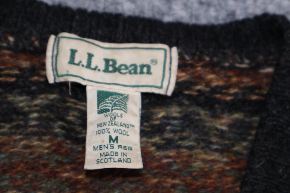 Vintage LL Bean Mens 100% Wool Sweater Size M Vest Fair Isle Made in Scotland - Image 3 of 4