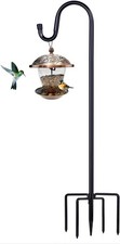 62" Shepherd Hook w/ 5-Prong Base, Outdoor Pole for Hanging Bird Feeders