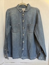 J Crew Button Shirt Women’s 14 Light Denim Blue Long Sleeve 44” Chest Classic