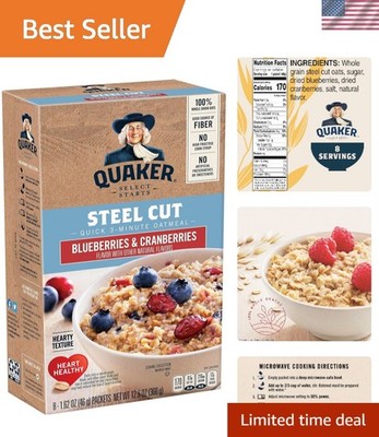 Heart-Healthy Instant Steel Cut Oatmeal - Blueberry & Cranberry Flavor - 8 Pack