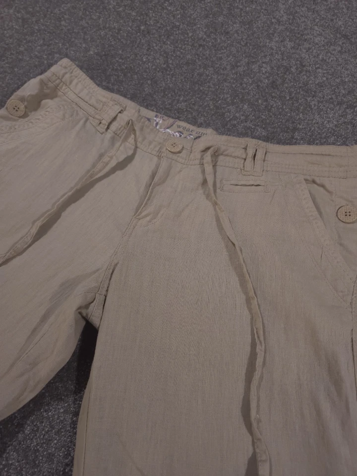 New Look Linen Blend Trousers Women's Size 14 Beige Lightweight Summer Holiday - Image 3 of 4