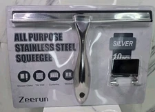 All-Purpose Stainless Steel Shower Squeegee for Bathroom Glass Door with 2 Hooks