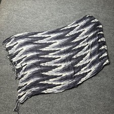 Unbranded Gray Ikat Scarf Wrap Boho Lightweight Soft Fringe Shawl Unisex