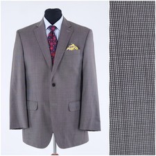 Mens BENVENUTO Size UK 42R Pin Check Grey Wool Sport Coat Blazer Jacket