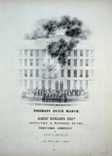 Fireman's Quick March, SOLO FOTO de portada de partituras, Troy Fire Company, c1840