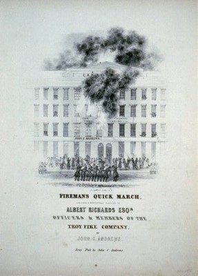 Fireman's Quick March,PHOTO ONLY of Sheet Music Cover,Troy Fire Company,c1840