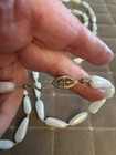 VTG 46” Milky White Glass Beaded Flapper Style Necklace Filigree Clasp — photo 5