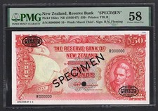 New Zealand 50 Pounds ND(1956-67) P162cs  Specimen   About Uncirculated