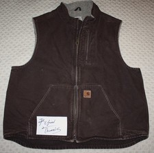 Vintage Y2K Carhartt Mock-Neck Sherpa Lined Vest in Dark Brown Mens sz XL Nice 