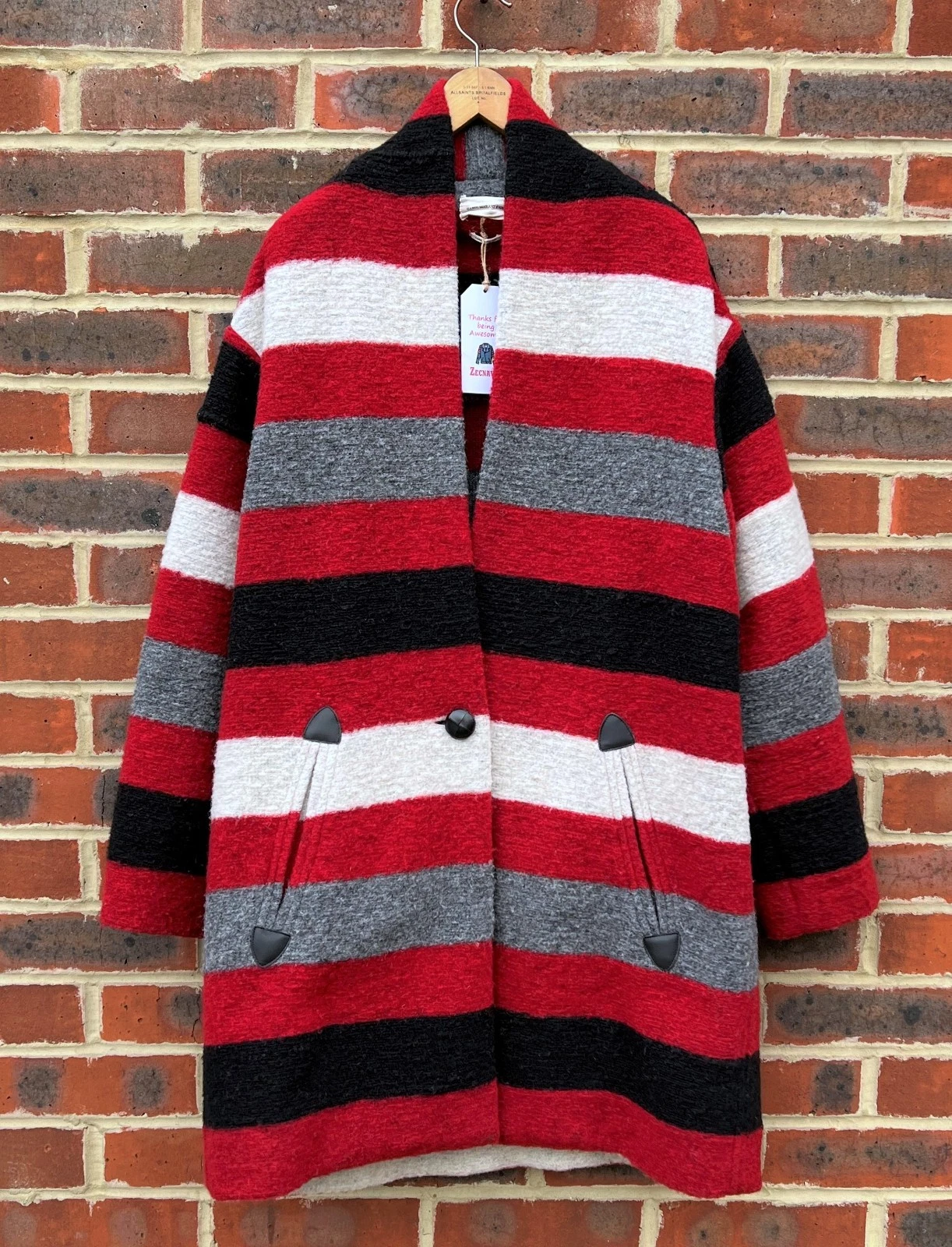 Isabel Marant Étoile Ladies "GABRIE" Striped Blanket bouclé Wool Coat UK14 EU42