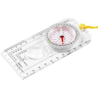 Compass Ruler Magnifying Scale Scout Hiking Camping Boating Orienteering Map