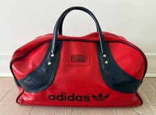 ADIDAS Vintage Trefoil Gym Bag Red Navy Hong Kong Art 722 1970s Retro Sports