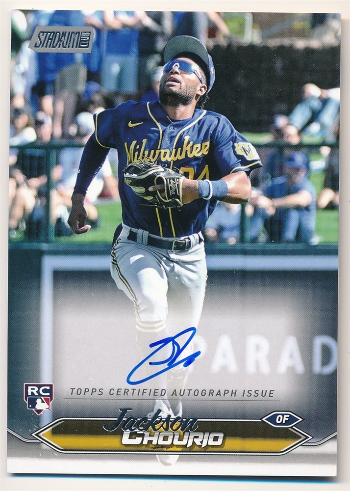 JACKSON CHOURIO 2024 STADIUM CLUB RC ROOKIE ON CARD AUTOGRAPH BREWERS AUTO SP