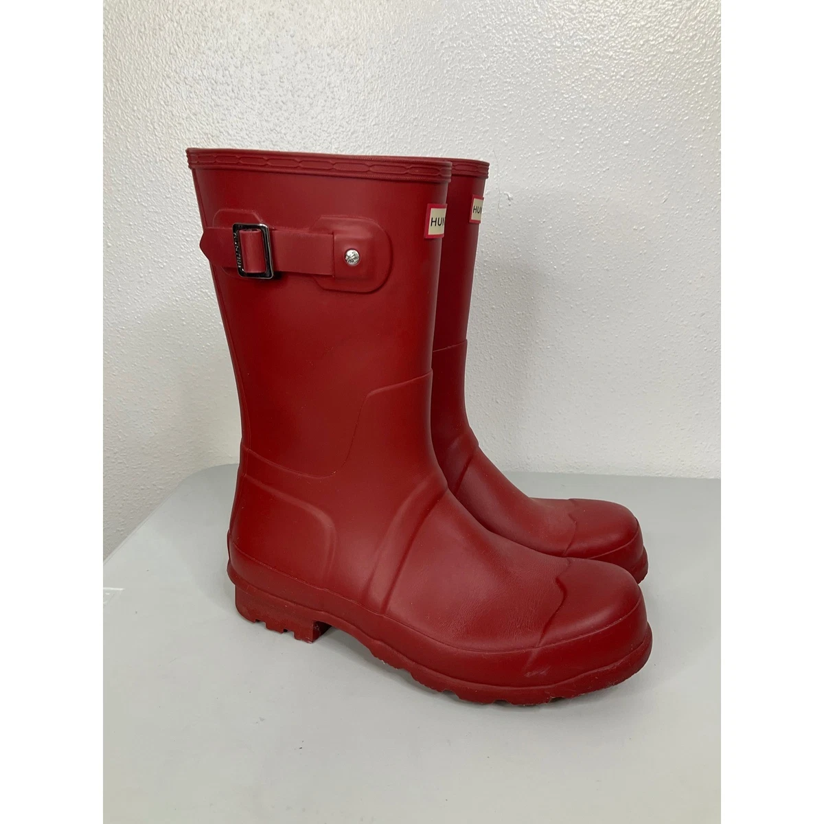 Hunter Rain Boots EU 42 women\'s 10.5 Mens 9 Red Liberty Original Short Matte Hunter Original Short Gloss Womens Red Rubber Mid Calf Rain  main image 3