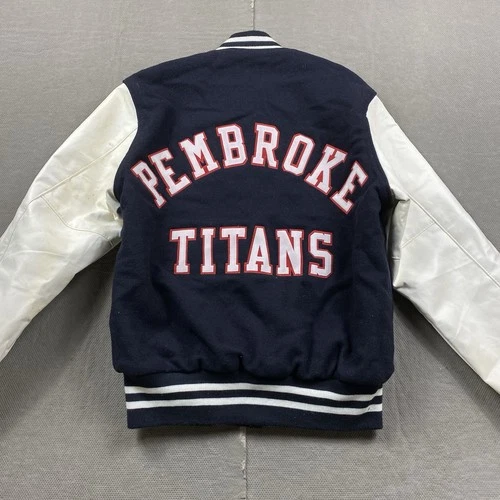 Vintage Holloway Jacket Adult Small Wool Letterman Blue Pembroke USA Snap Button image 5