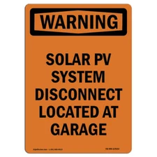 Solar PV System Disconnect Located ANSI Warning Sign Metal Plastic Decal