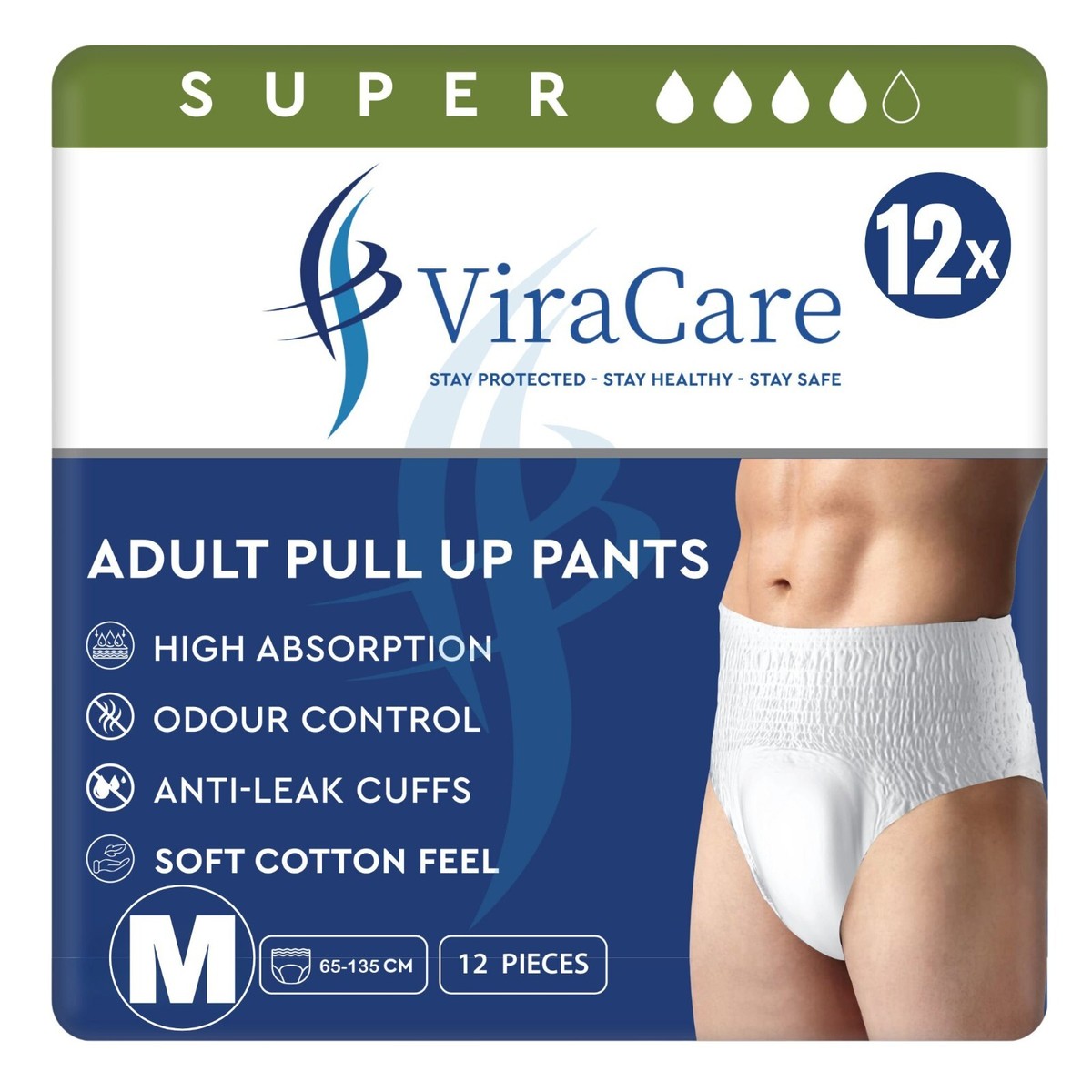 12 x Adult Diapers Medium Incontinence Pants for Men and Women