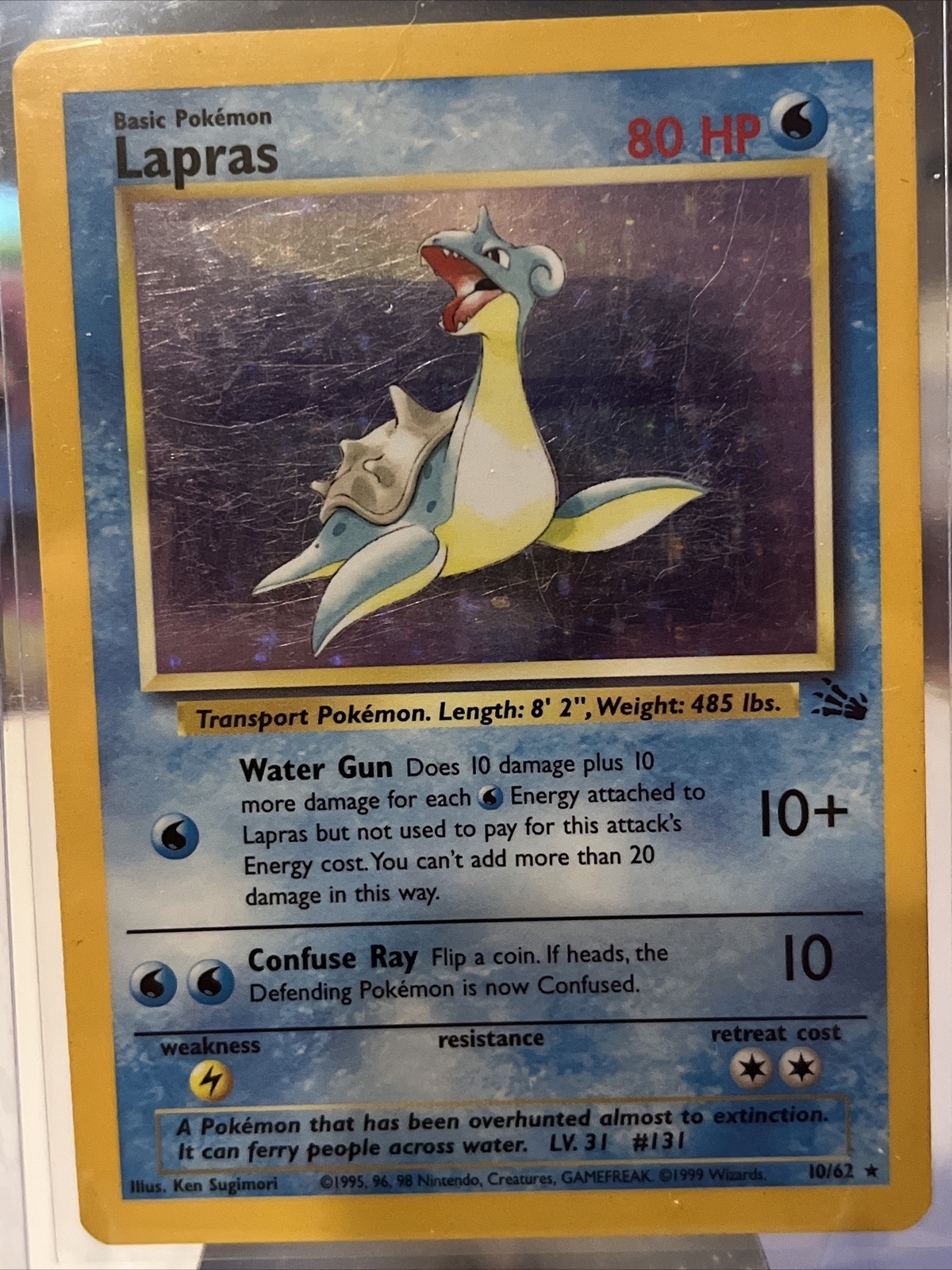 Pokémon TCG Lapras Fossil 10 Holo Unlimited Holo Rare Heavily Played 2