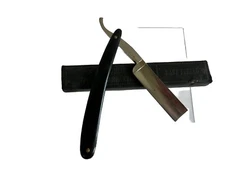 Clauss Fremont Ohio USA Straight Razor Black Handle 3" Blade Vintage Case Incl