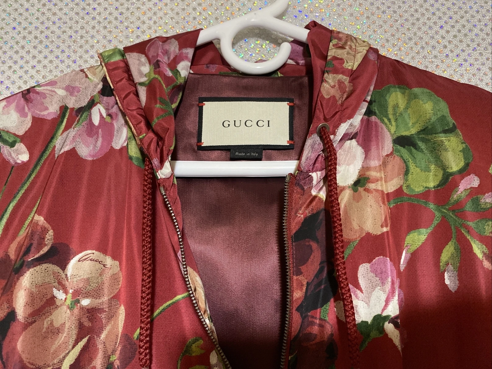Felpa con cappuccio Gucci Camicia Geraniums Floreale Rava Sienna Giacca con Cerniera Taglia 58 Taglia $1800