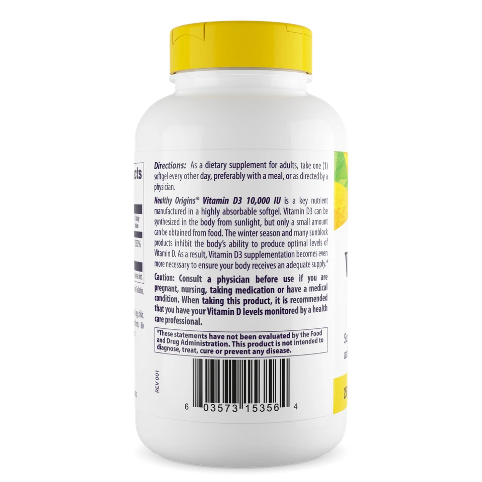 Vitamina D3 10000 UI 365 Cápsulas de Geles Blandos Vit D3 10.000 UI (1 Suministro Año Completo) Foto 3 de 3