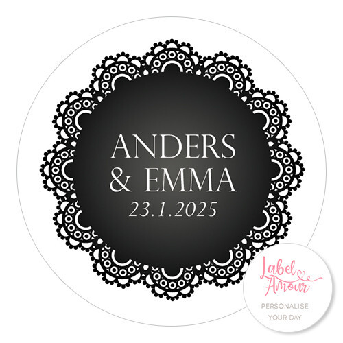 PERSONALISED Wedding Favour Sticker Seals Labels | Lace | 3 Sizes - Picture 1 of 5