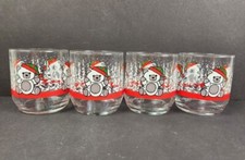 MADE IN USA 4 SET Vintage Holiday Christmas TEDDY BEAR Glass Tumblers