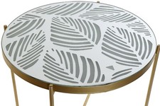 TAVOLINO  LUMINOSO COMODINO LED IN OTTONE PIANO DECORATO TAVOLO SALOTTO