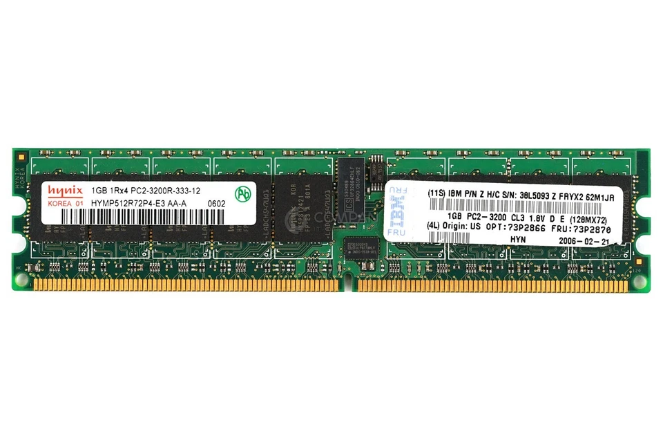 73P2870 IBM MEMORY 1GB 1RX4 PC2 3200R DDR2 - 38L5093 - Image 2 of 4