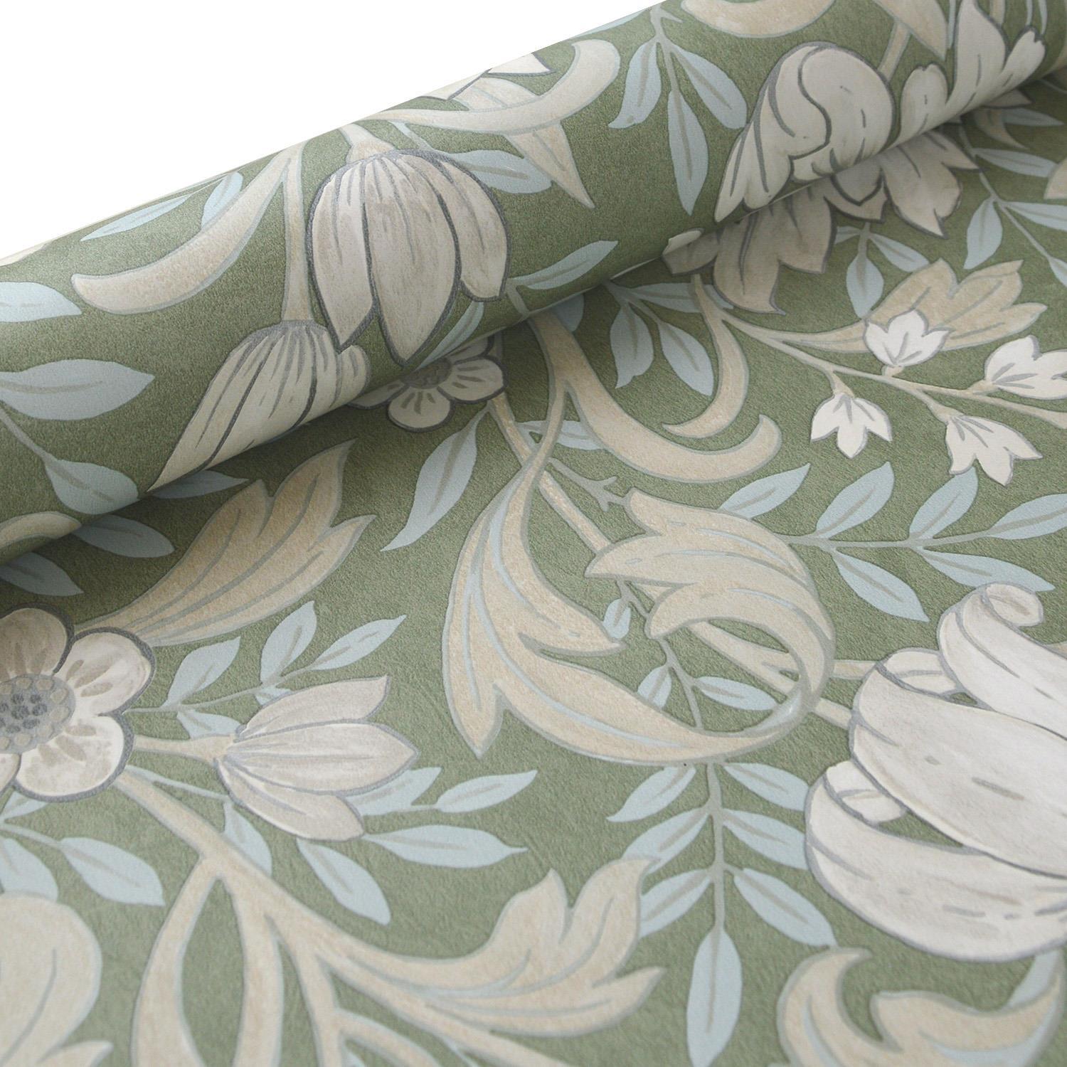 Grandeco Marian Sage Green Floral Flower Wallpaper Modern Contemporary